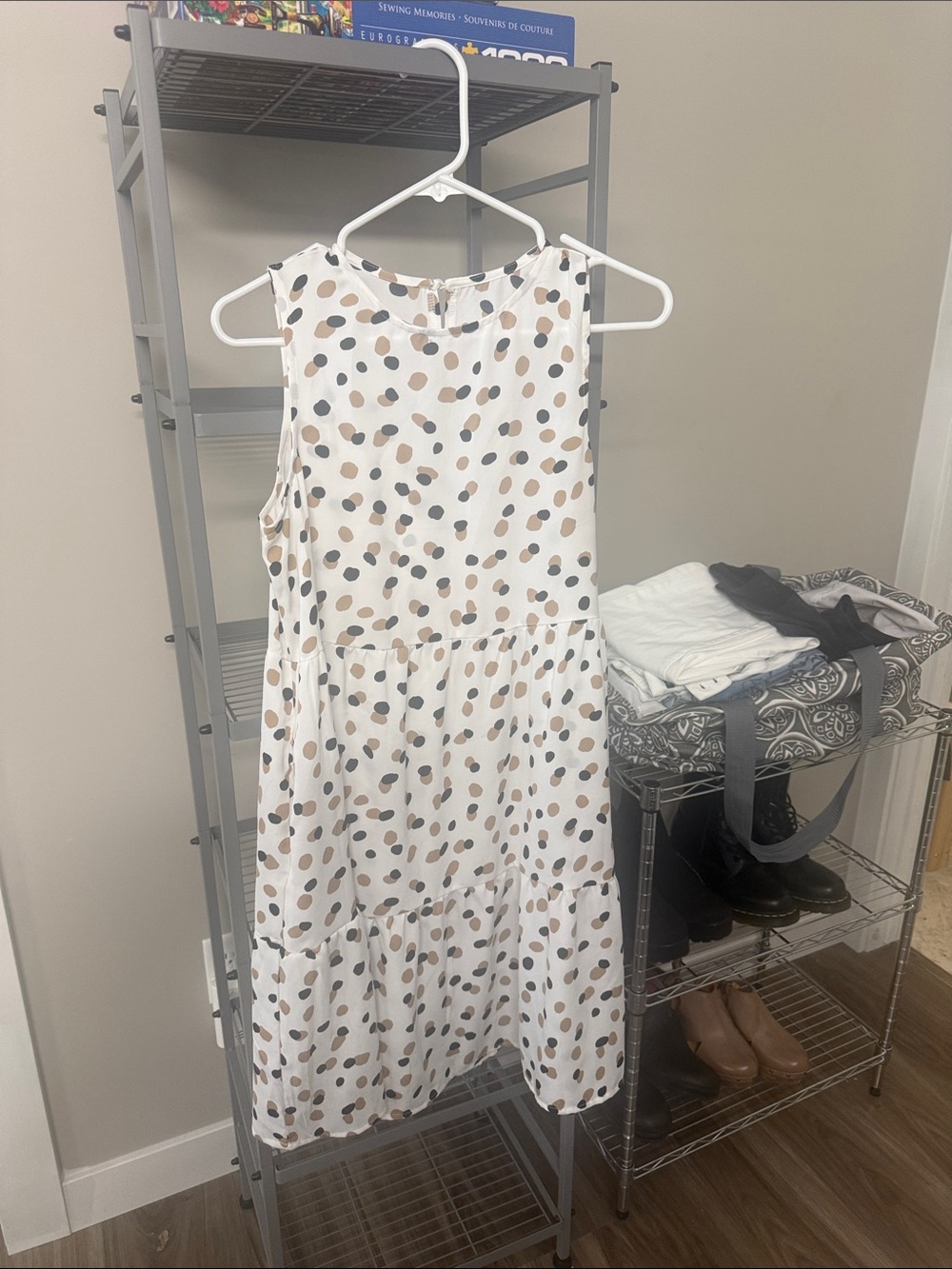 Black and tan polkadot summer dress
